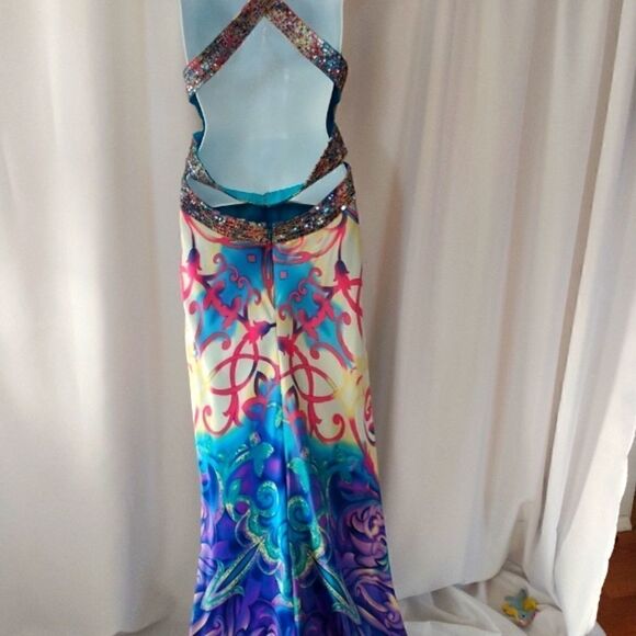 Dave & Johnny colorful sequined strappy long dress - Picture 5 of 10